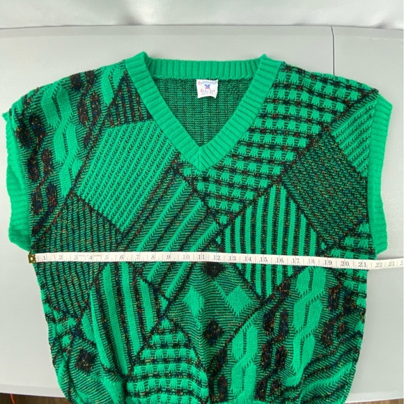 Vintage Centennial Knits Ltd. Women's Sweater Vest Short Sleeve Green Black - Picture 7 of 9